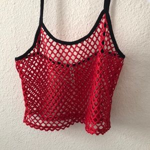 Mesh Red Crop Top